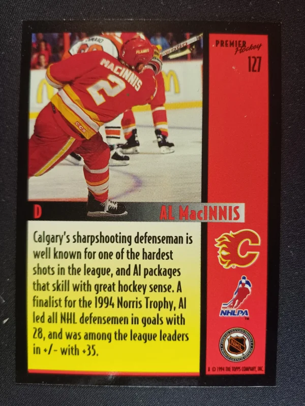 1994/1995 Topps Premier Base 127 Al MacInnis - Image 2