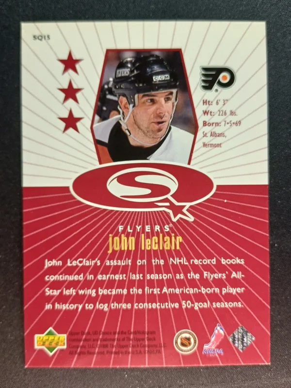 1998/1999 Upper Deck UD Choice Starquest Red SQ15 John LeClair Inzert - Image 2