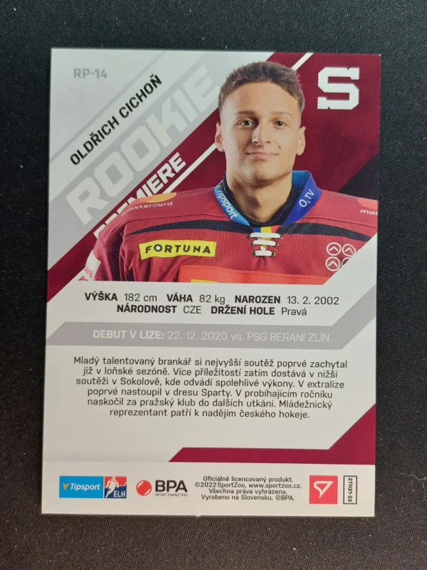 2021/2022 Sportzoo Serie 2 Rookie Premiere RP-14 Oldřich Cichoň Inzert - Image 2