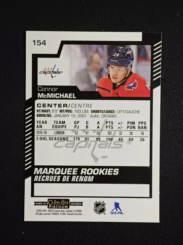 2020/2021 Upper Deck OPC Platinum Base 154 Connor McMichael - Image 2