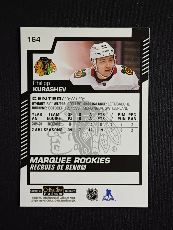 2020/2021 Upper Deck OPC Platinum Base 164 Philipp Kurashev - Image 2