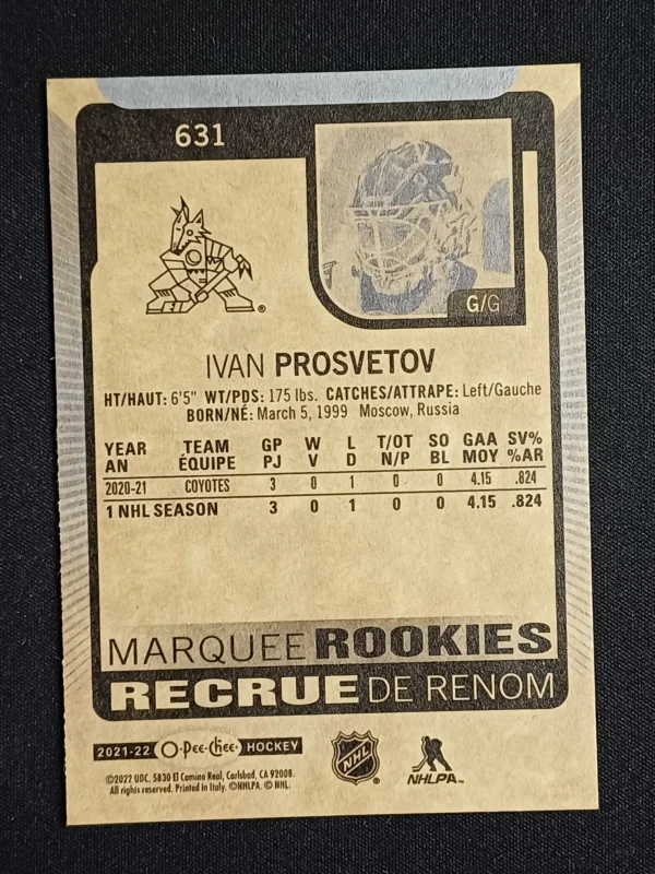 2018/2019 Upper Deck O-Pee-Chee Marquee Rookie 631 Ivan Prosvetov - Image 2