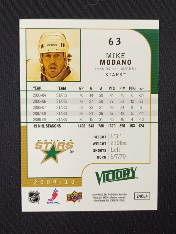 2009/2010 Upper Deck Victory Power Play 63 Mike Modano - Image 2