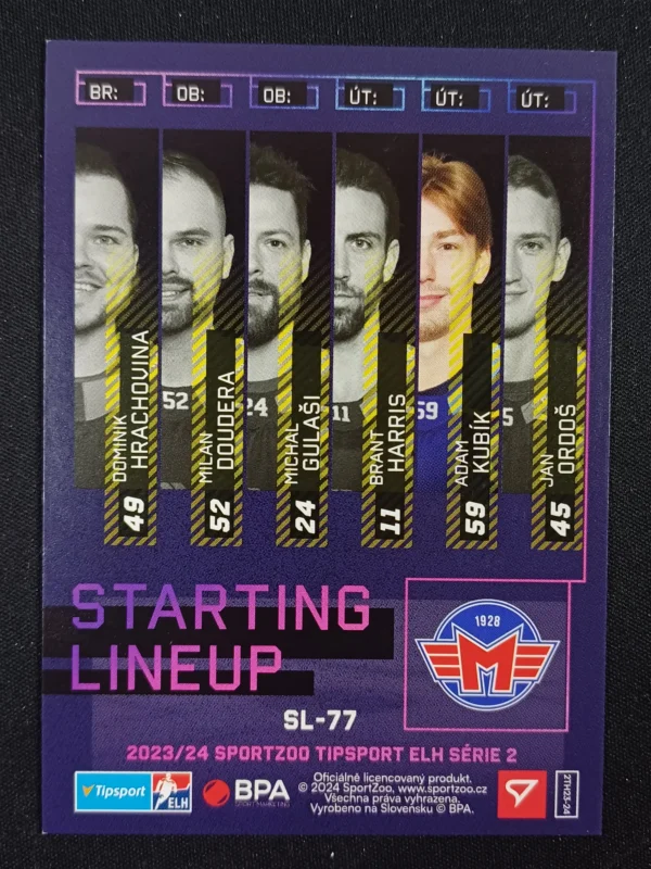 2023/2024 Sportzoo Serie 2 Starting Lineup SL-77 Adam Kubík Inzert - Image 2