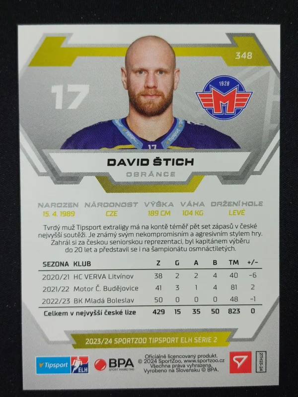 2023/2024 Sportzoo Serie 2 Base 348 David Štich - Image 2