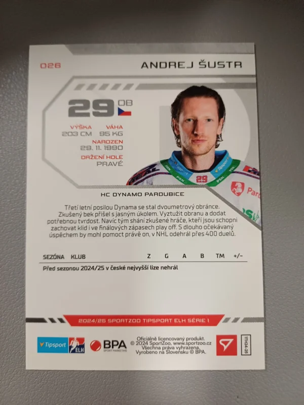 2024/2025 Sportzoo Serie 1 Puck Marks 26 Andrej Šustr Paralel - Image 2