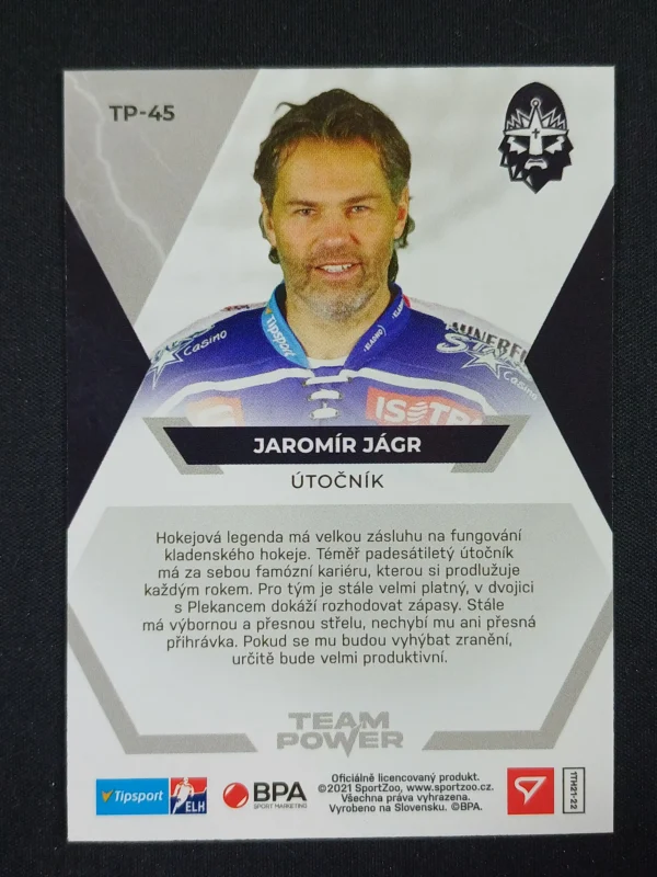 2021/2022 Sportzoo Serie 1 Team Power TP-45 Jaromír Jágr Inzert - Image 2