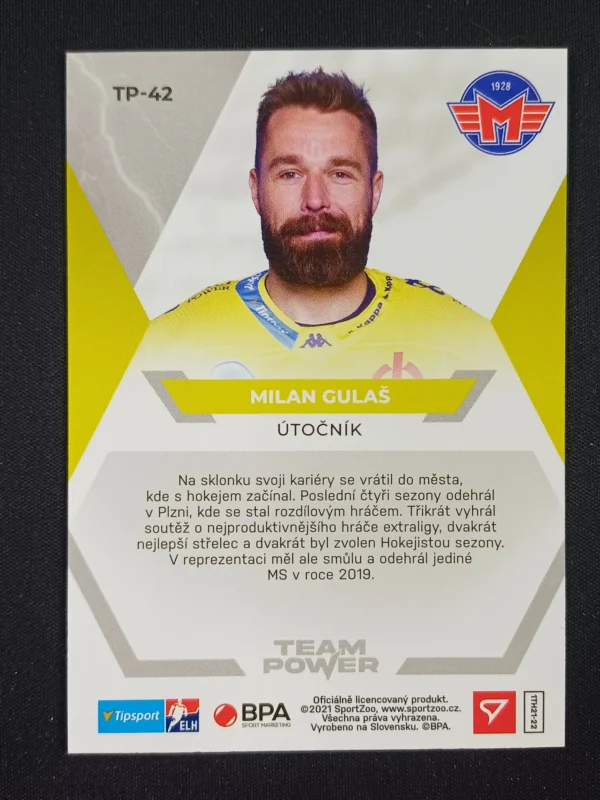 2021/2022 Sportzoo Serie 1 Team Power TP-42 Milan Gulaš Inzert - Image 2