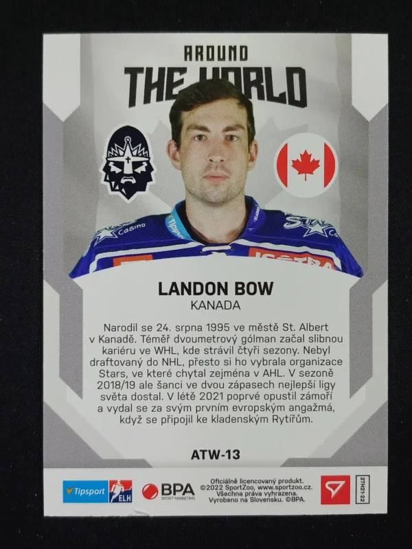 2021/2022 Sportzoo Serie 1 Around the World ATW-13 Landon Bow Inzert - Image 2