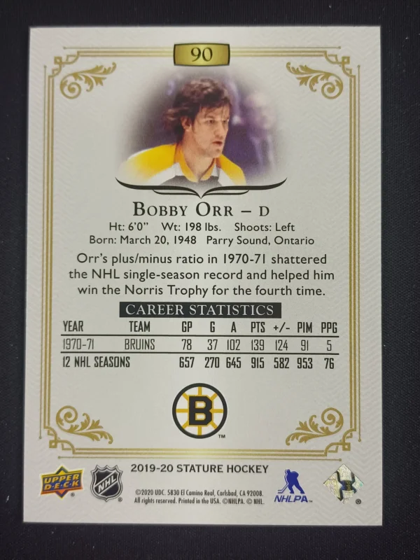 2019/2020 Upper Deck Stature Base 90 Bobby Orr - Image 2